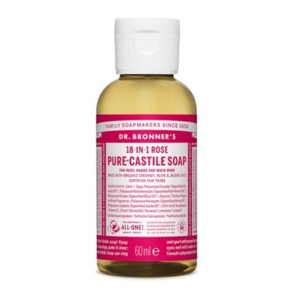 Biologische vloeibare zeep  - Dr. Bronner Rose 60 ml.